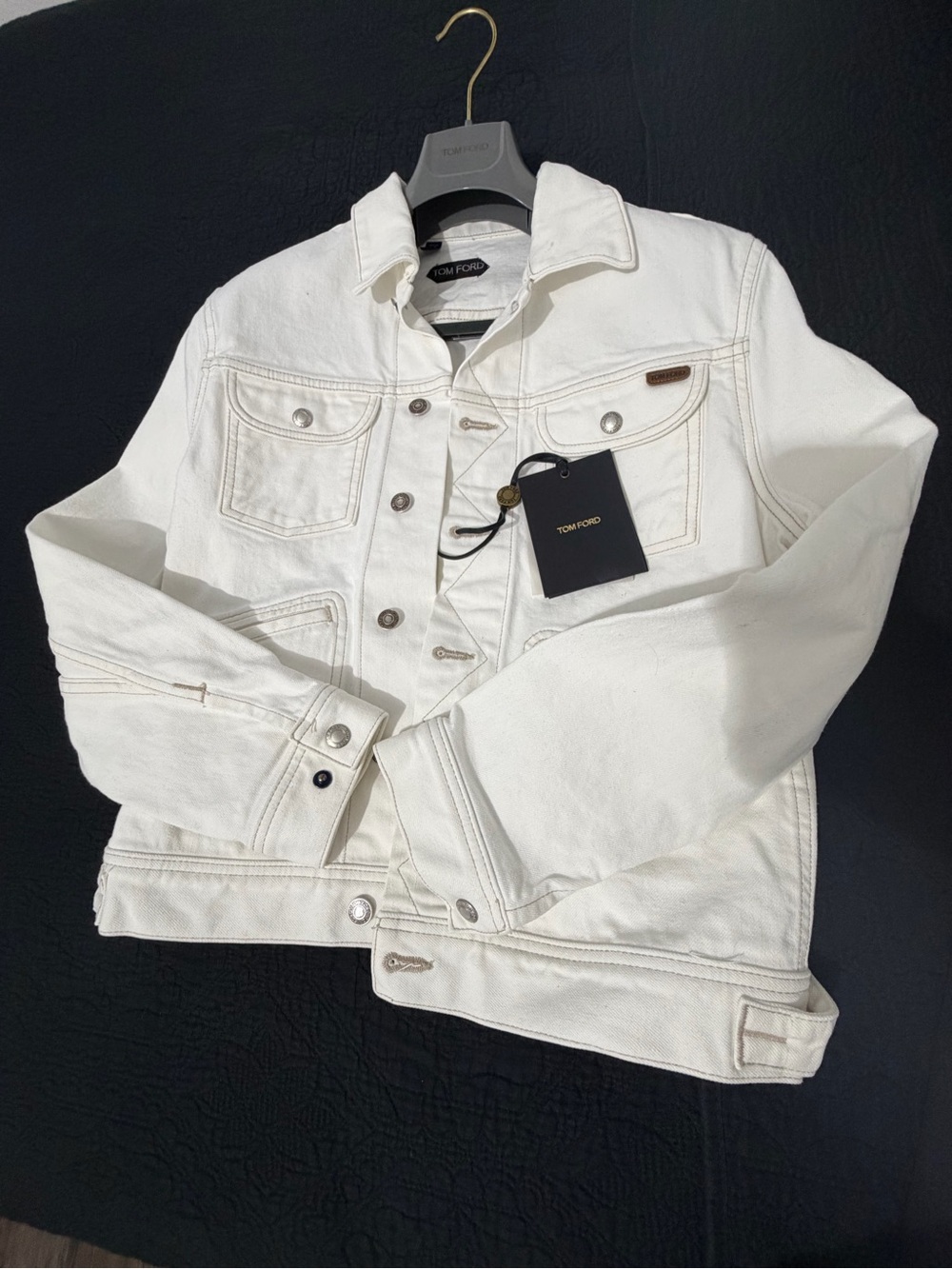 Tom Ford Cream Denim Jacket with Black Branded Tag